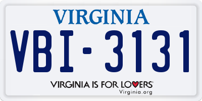 VA license plate VBI3131