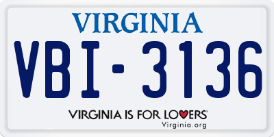 VA license plate VBI3136