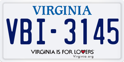 VA license plate VBI3145