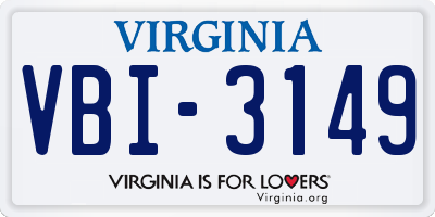 VA license plate VBI3149