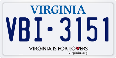 VA license plate VBI3151