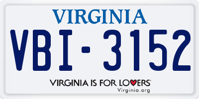 VA license plate VBI3152