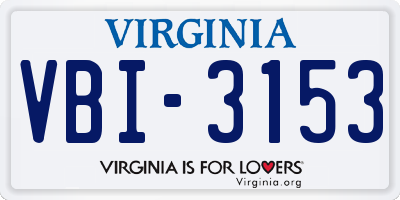 VA license plate VBI3153