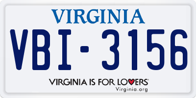 VA license plate VBI3156
