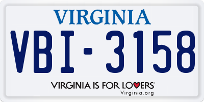 VA license plate VBI3158