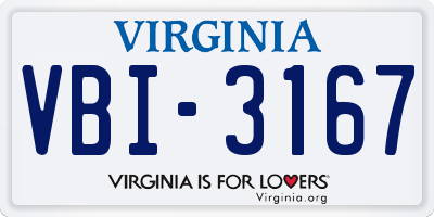 VA license plate VBI3167