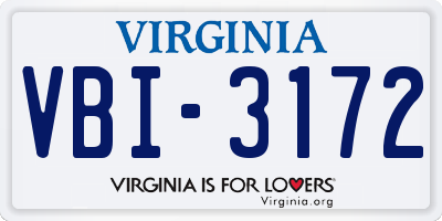 VA license plate VBI3172