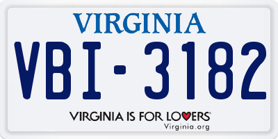 VA license plate VBI3182
