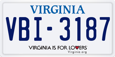 VA license plate VBI3187