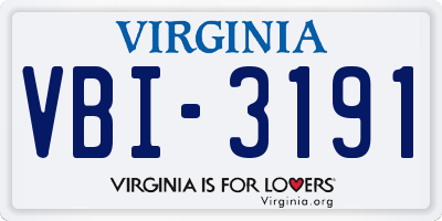 VA license plate VBI3191