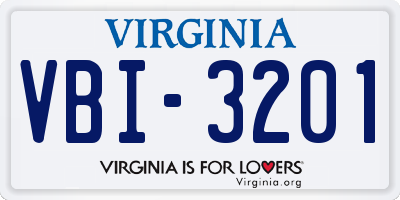 VA license plate VBI3201