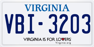 VA license plate VBI3203