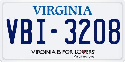 VA license plate VBI3208