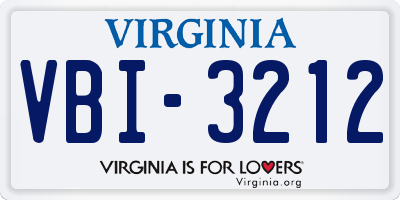 VA license plate VBI3212