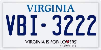 VA license plate VBI3222