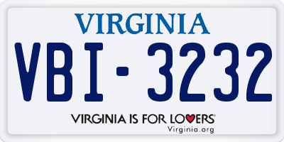 VA license plate VBI3232