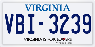 VA license plate VBI3239