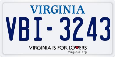 VA license plate VBI3243