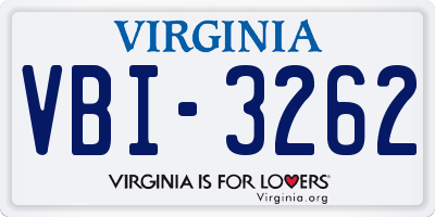 VA license plate VBI3262