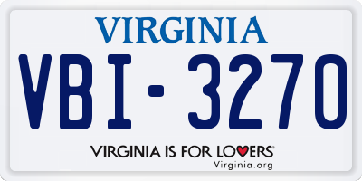 VA license plate VBI3270