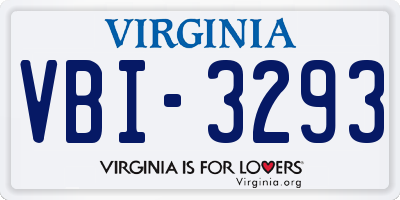 VA license plate VBI3293