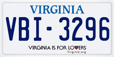 VA license plate VBI3296