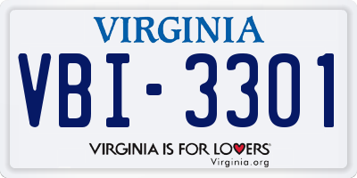 VA license plate VBI3301