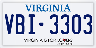VA license plate VBI3303