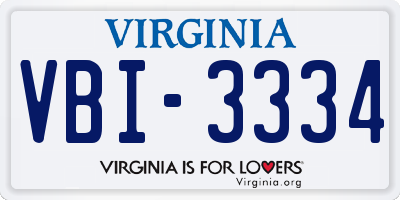 VA license plate VBI3334