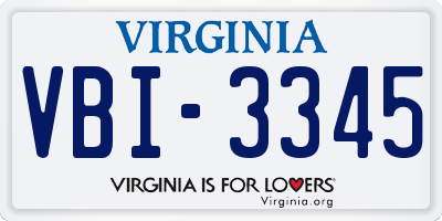 VA license plate VBI3345