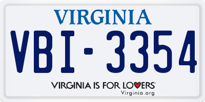 VA license plate VBI3354