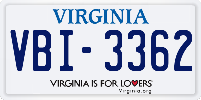 VA license plate VBI3362