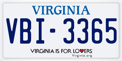 VA license plate VBI3365