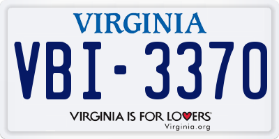 VA license plate VBI3370