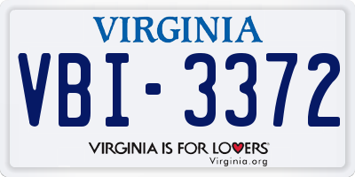 VA license plate VBI3372