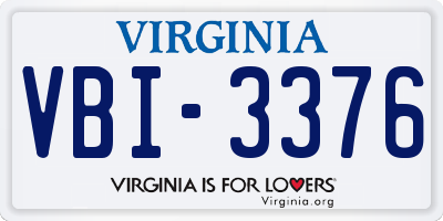 VA license plate VBI3376
