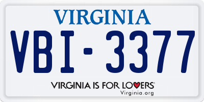 VA license plate VBI3377