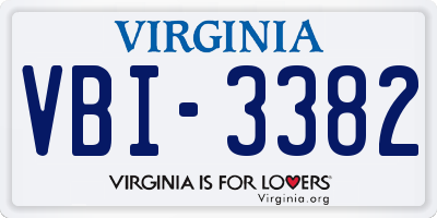 VA license plate VBI3382