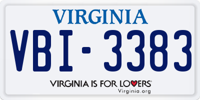 VA license plate VBI3383