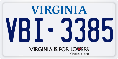 VA license plate VBI3385