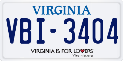 VA license plate VBI3404