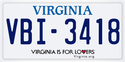 VA license plate VBI3418