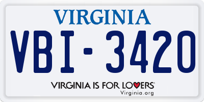 VA license plate VBI3420