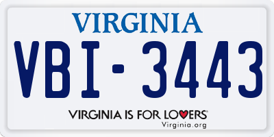 VA license plate VBI3443