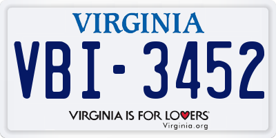 VA license plate VBI3452