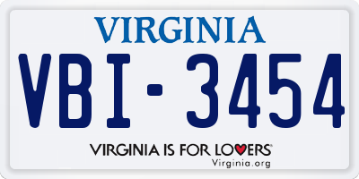 VA license plate VBI3454