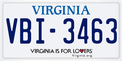 VA license plate VBI3463