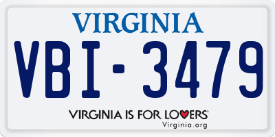 VA license plate VBI3479