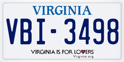 VA license plate VBI3498