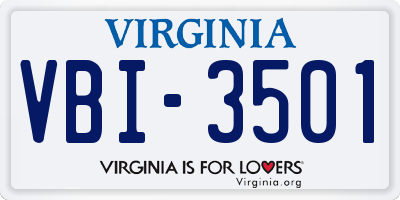 VA license plate VBI3501